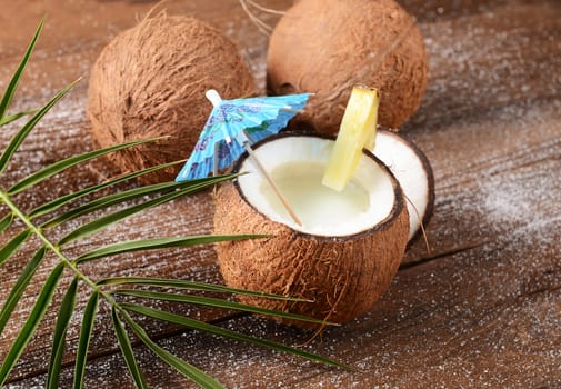 Malibu drink in coconut