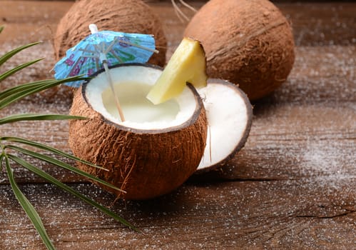 Malibu drink in coconut