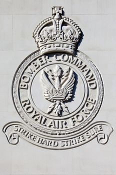 RAF insignia on the RAF Bomber Command Memorial in London.