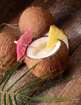 Malibu drink in coconut