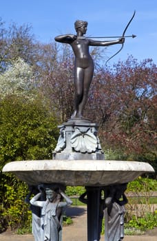 The beautiful sculpture of the Artemis Fountain in Hyde Park, London.