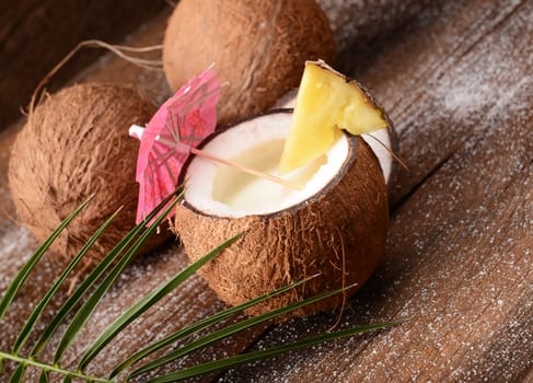 Malibu drink in coconut