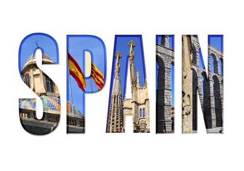 Spain type with different tourist areas attractions