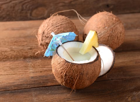 Malibu drink in coconut