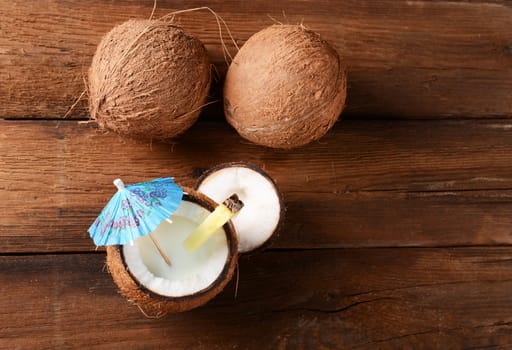 Malibu drink in coconut