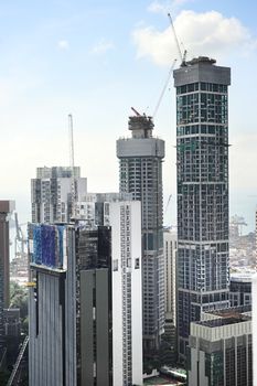 View of construction site in downtown of Singapore