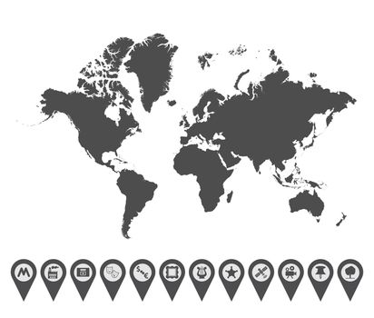 Map with Navigation Icons. Vol. 7. Vector illustration.