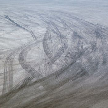 Tire marks on road track for background