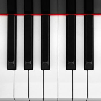 Closeup of piano key in black and white