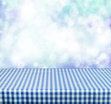 Empty table and winter background