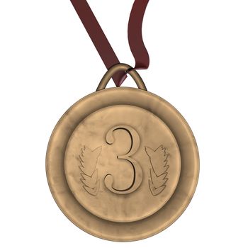 Bronze medal isolated over white, 3d render