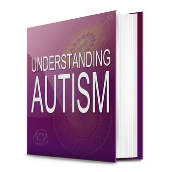 Illustration depicting a text book with an Autism concept title. White background.