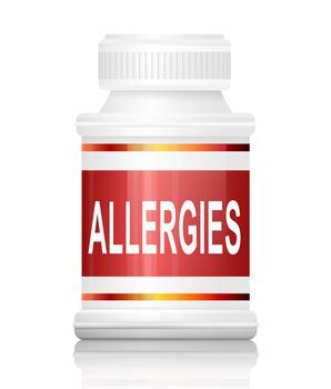 Illustration depicting a medication container with an allergies concept.