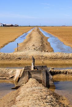 View of Salt evaporation ponds in Secovlje, Slovenia