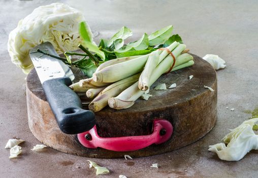 prepared vegetable on the trencher 