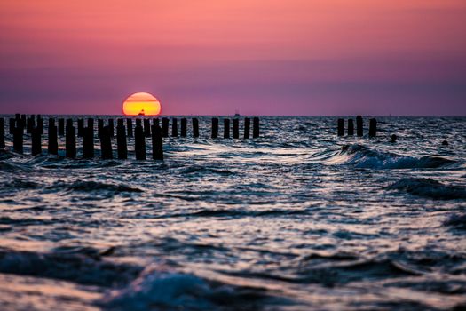 Beautiful sunset over the peaceful tranquil sea