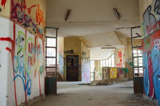 View of interior of an abandoned building