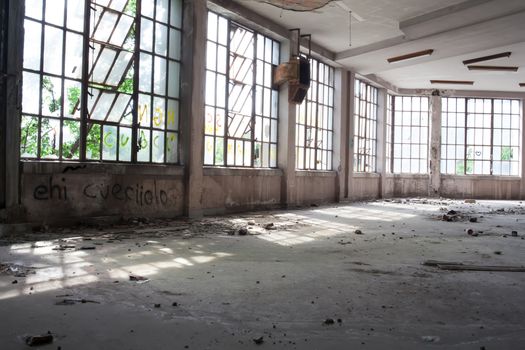 View of interior of an abandoned building