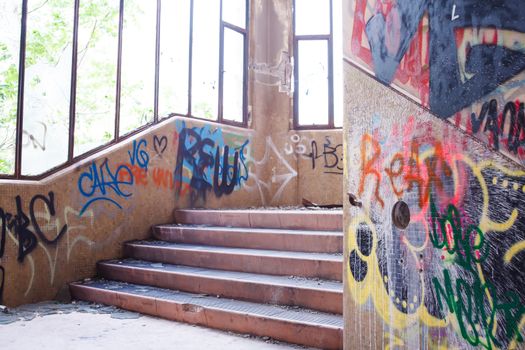 View of interior of an abandoned building