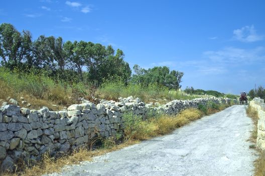 Fragment of a old road and remains of Victoria Lines - vicinity of Mosta, Malta