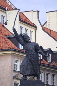 Statue of Jan Kilinski, a Warsaw shoemaker, a legendary colonel in the insurgent army and a hero of the 1794 Kosciuszko anti-Russian Insurrection - Warsaw, Poland