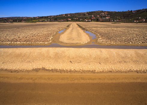 View of Salt evaporation ponds in Secovlje, Slovenia