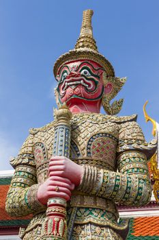 Giant statue in Wat Phra Kaew, Temple in Bangkok Thailand