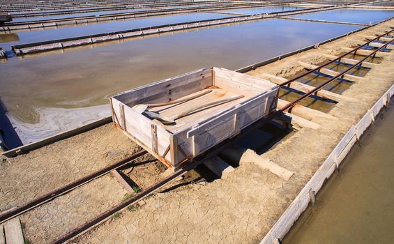 View of Salt evaporation ponds in Secovlje, Slovenia