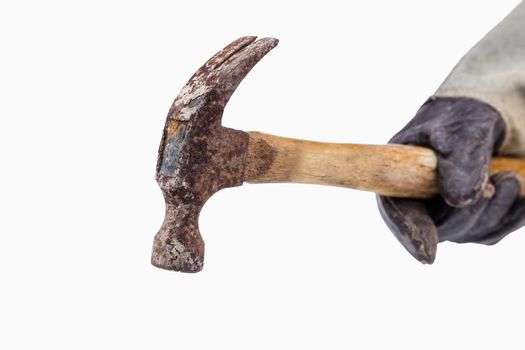 Old hammer head on white background