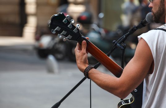Guitar player during the street concert