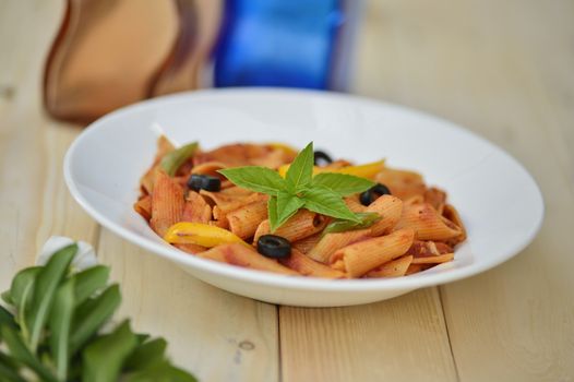 Close up photo of Pasta and spoon and fork