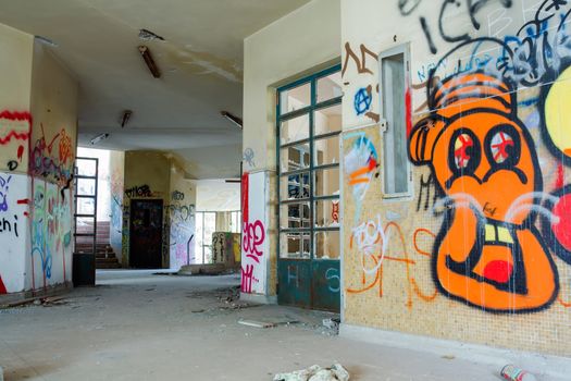 View of interior of an abandoned building