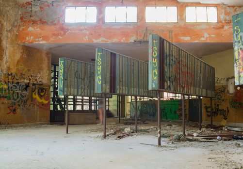 View of interior of an abandoned building