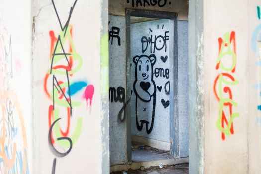 View of interior of an abandoned building
