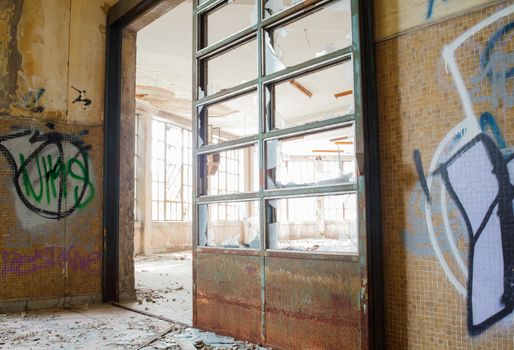 View of interior of an abandoned building