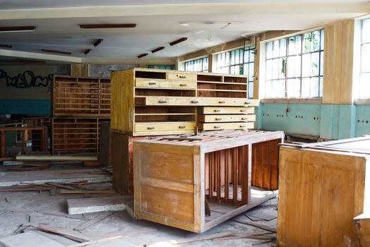 View of interior of an abandoned building