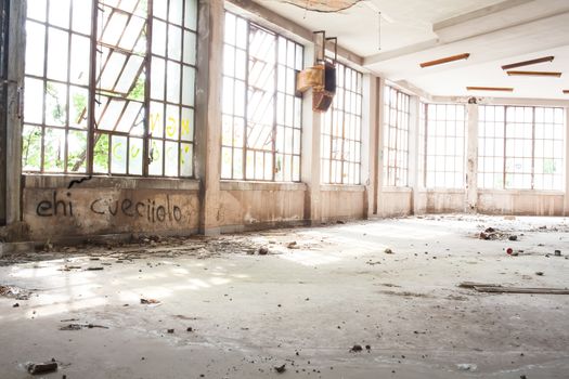 View of interior of an abandoned building