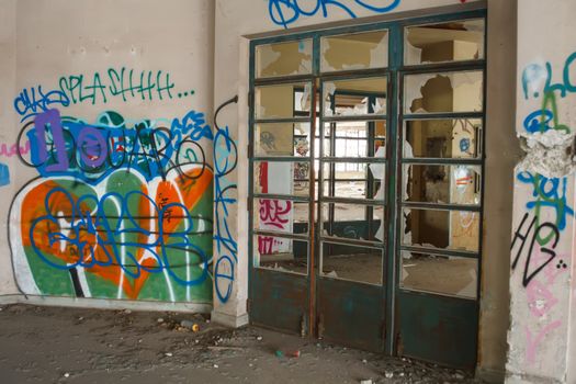 View of interior of an abandoned building
