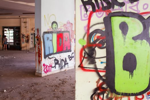 View of interior of an abandoned building