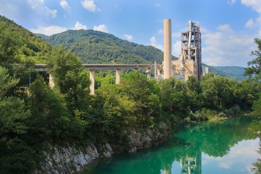 Industry next to the river in Slovenia