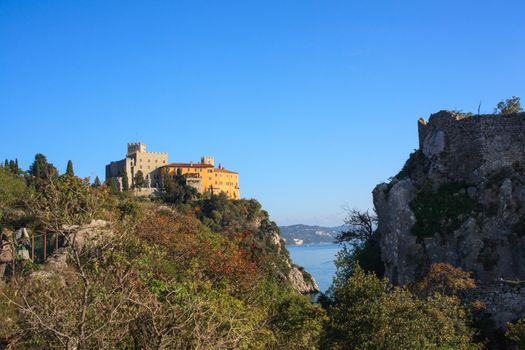 View of the Duino castle in Italy