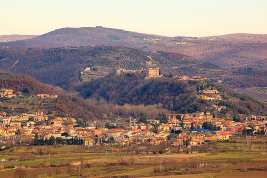 View of little town in the Italian countryside