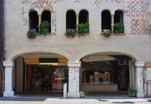 View of ancient building in Pordenone, Italy