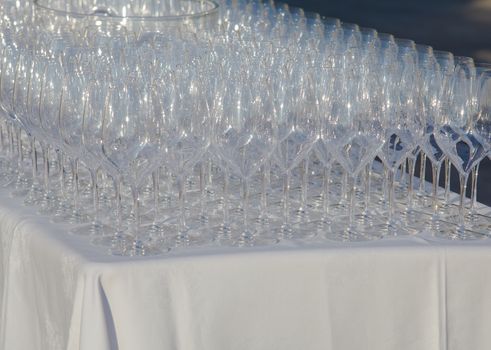 View of Many glasses on the table
