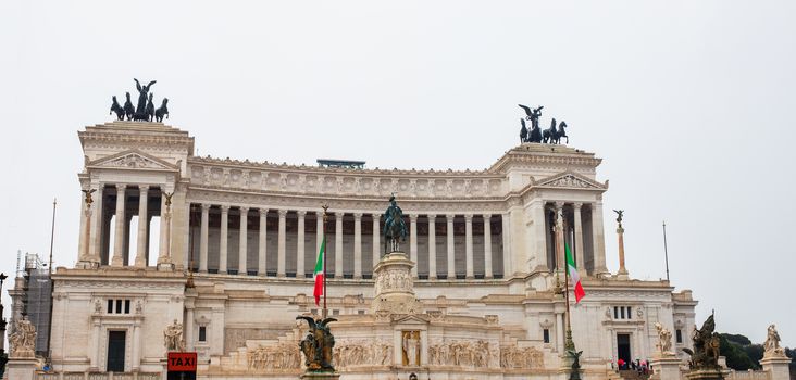 The Altare della Patria (Altar of the Fatherland) also known as the Monumento Nazionale a Vittorio Emanuele II (National Monument to Victor Emmanuel II) or "Il Vittoriano" in Rome, Italy