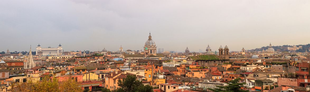 View of the Rome panorama from Pincio, Italy