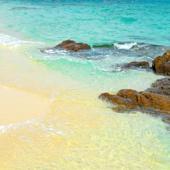 Sand beach with rocks. Koh Samet - Khao Laem Ya National Park, Rayong, Gulf of Thailand coast 