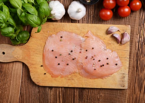 fresh slices of salmon