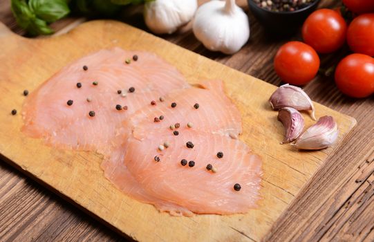 fresh slices of salmon