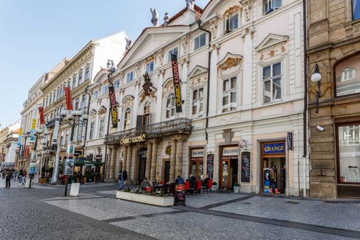 PRAGUE, CZECH REPUBLIC - MARCH 13th, 2014 - Prague shopping center Cerna Ruze situated in historic center near Wenceslas square with tourists.